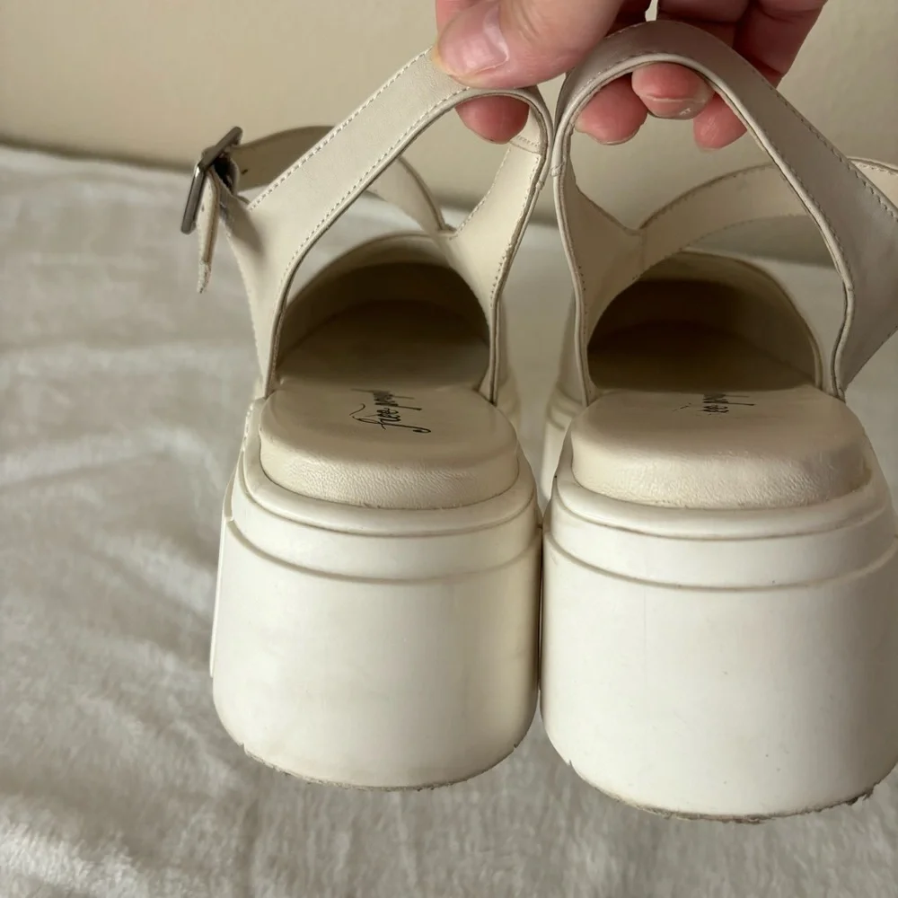 Free People Cream Chunky Platform Mary Jane Sandals